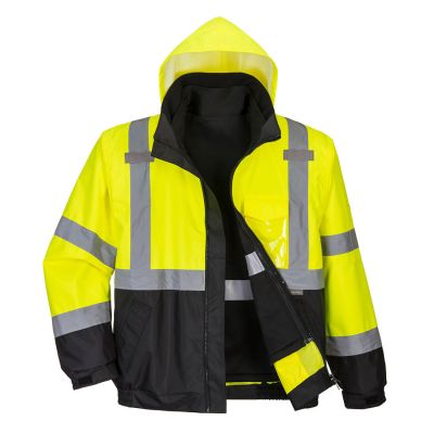 S365 Hi-Vis 3-in-1 Contrast Premium Bomber Jacket  Yellow/Black 5XL Regular