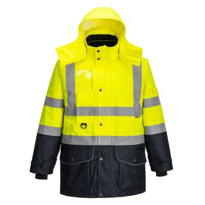 S426 Hi-Vis Breathable 7-in-1 Contrast Traffic Jacket  Yellow/Navy L Regular