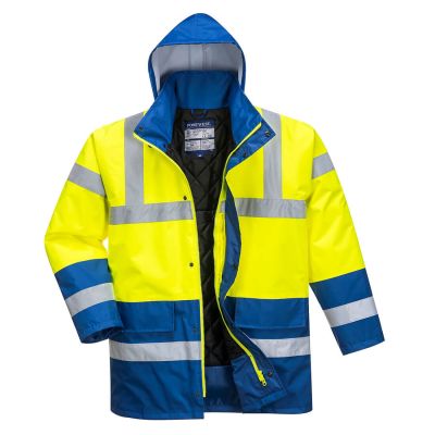 S466 Hi-Vis Contrast Winter Traffic Jacket  Yellow/Royal 4XL Regular