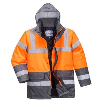 S467 Hi-Vis Contrast Winter Traffic Jacket  Orange/Grey M Regular