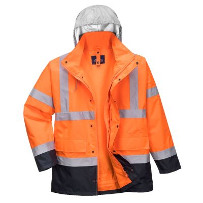 S471 Hi-Vis 4-in-1 Contrast Traffic Jacket  Orange/Navy L Regular