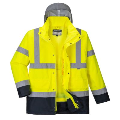 S471 Hi-Vis 4-in-1 Contrast Traffic Jacket  Yellow/Navy L Regular