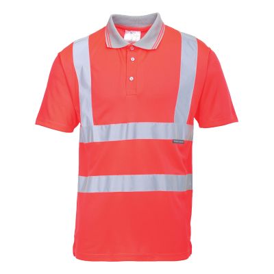 S477 Hi-Vis Polo Shirt S/S  Red L Regular