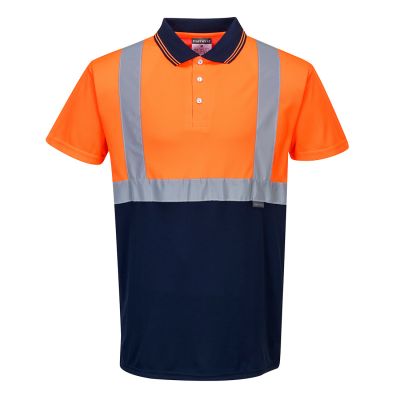 S479 Hi-Vis Contrast Polo Shirt S/S  Orange/Navy 4XL Regular