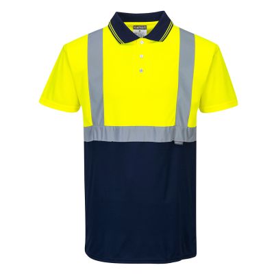 S479 Hi-Vis Contrast Polo Shirt S/S  Yellow/Navy M Regular