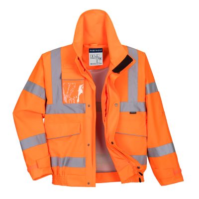 S591 Hi-Vis Extreme Rain Bomber Jacket  Orange L Regular