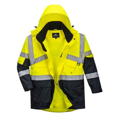 S760 Hi-Vis Breathable Contrast Rain Jacket Yellow/Navy XS Regular