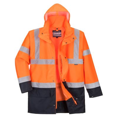 S766 Hi-Vis 5-in-1 Contrast Essential Jacket  Orange/Navy XS Regular