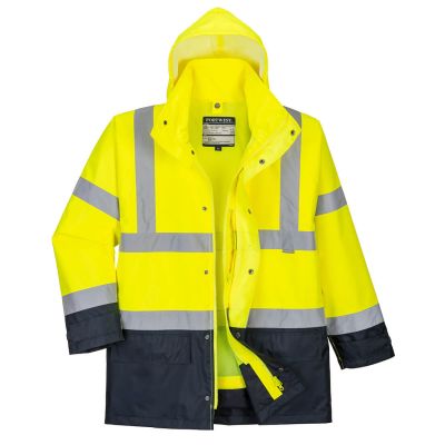 S768 Hi-Vis 5-in-1 Contrast Executive Jacket  Yellow/Navy 5XL Regular