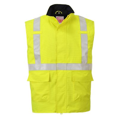 S776 Bizflame Rain Hi-Vis Anti-static FR Bodywarmer Yellow XL Regular