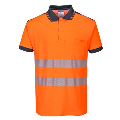 T180 PW3 Hi-Vis Cotton Comfort Polo Shirt S/S  Orange/Navy M Regular