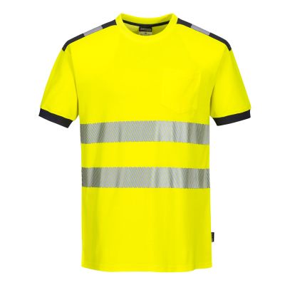 T181 PW3 Hi-Vis Cotton Comfort T-Shirt S/S  Yellow/Grey L Regular