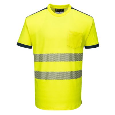 T181 PW3 Hi-Vis Cotton Comfort T-Shirt S/S  Yellow/Navy L Regular