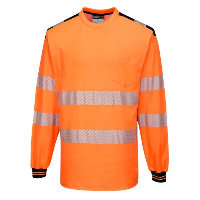 T185 PW3 Hi-Vis Cotton Comfort T-Shirt L/S  Orange/Black 5XL Regular