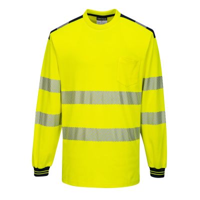 T185 PW3 Hi-Vis Cotton Comfort T-Shirt L/S  Yellow/Black L Regular