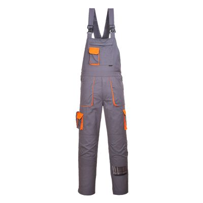 TX12 Portwest Texo Contrast Bib and Brace Grey Tall L Tall